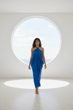 Sukienka PLEYA niebieska  - uszyta we WROCŁAWIU 