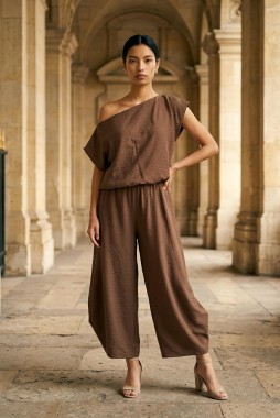 LATO 2026 Komplet MAUIIRAMIĘ jedwab CZEKOLADA